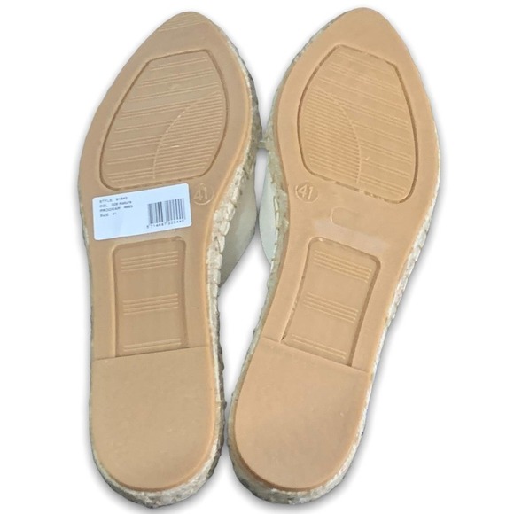 Ganni Embroidered Detail Neutral Canvas Espadrille Slip-On Slides US Size 11 NEW - Picture 8 of 11